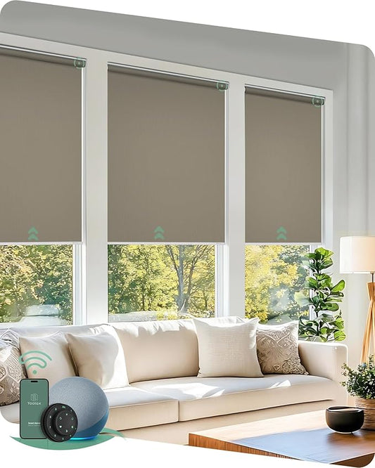 Yoolax Motorized Blinds with Remote, Automatic Window Shades Work with Alexa