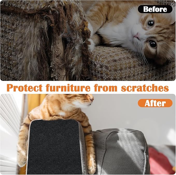 Cat Scratch Furniture Protector - 158" x 17" Trimmable Self-Adhesive Cats Claws Scratch Pads, DIY Cat Climbing Couch Protector for Scratch Post Cat Tree Replacement Indoor (Black)
