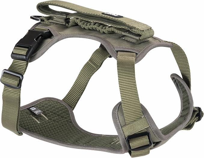 TUG Grab Dog Harness with Built-in Magnetic Traffic Leash (Small/Green) | Padded Magnetic Traffic Handle | Dual Leash Clips | 4-Point Adjustable Fit | Durable Nylon