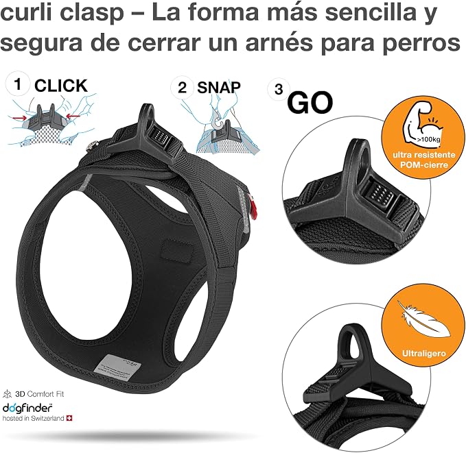 Vest Harness curli Clasp Air-Mesh Black L