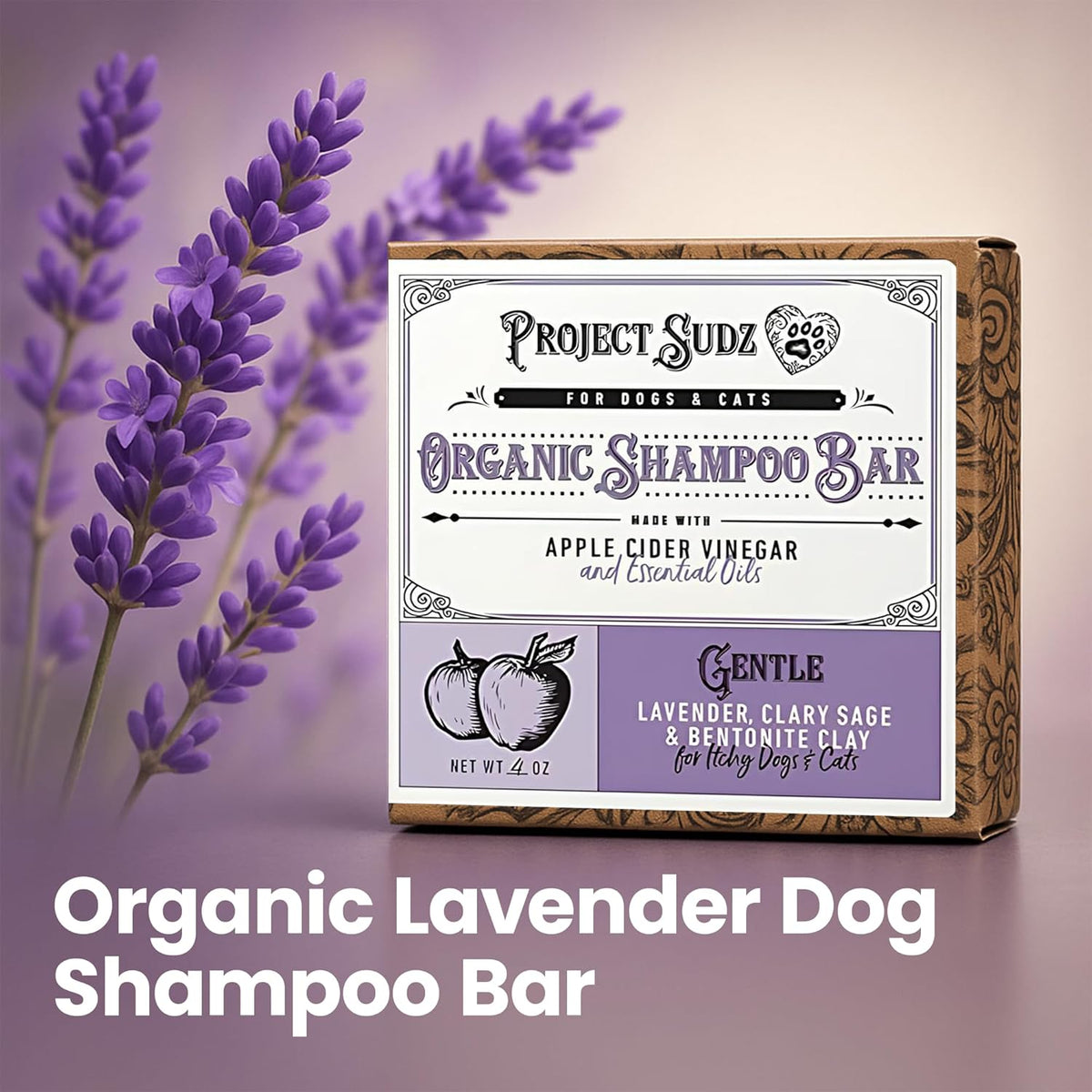 Gentle All Natural Dog Shampoo for Dry Coat for Sensitive Skin | Bar Shampoo for Dogs | Organic Dog Shampoo Sensitive Skin | Lavender (1)