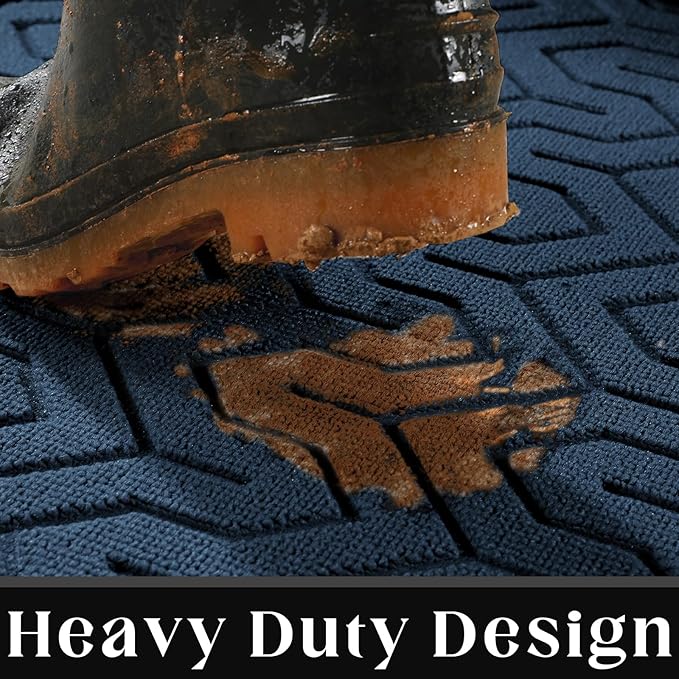 Yimobra Extra Large Door Mat Outside Entrance 60x36, Waterproof Heavy Duty Outdoor Mats for Front Door, Non Slip Rubber Entry Mat for Garage Patio Indoor, Easy Clean, Blue
