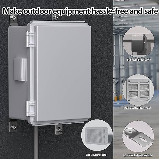 ABS Electrical Junction Box, Ventilated Design, Cable Grommets, IP65 Waterproof