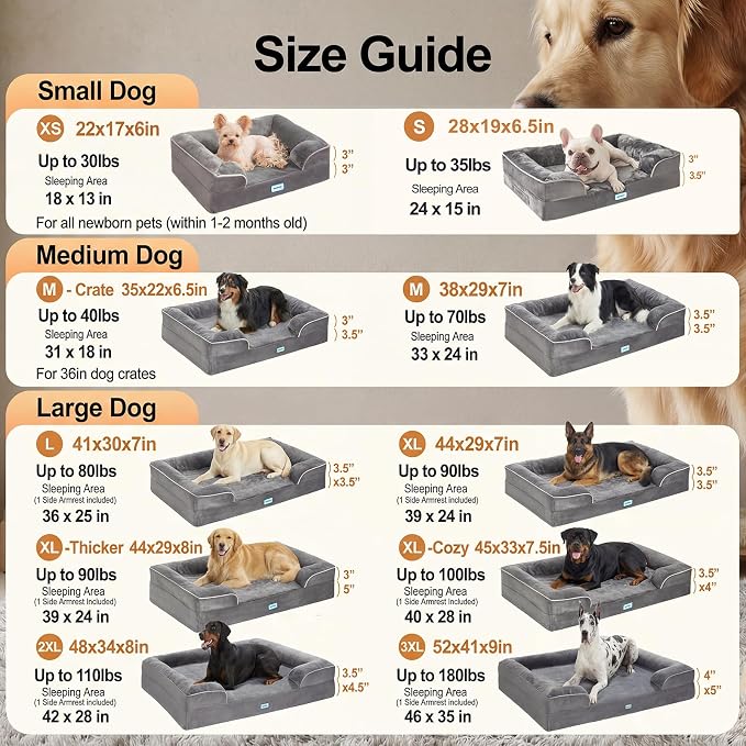 OhGeni Orthopedic Extra Large Dog Bed Couch, Memory Foam, 44-inch (Pink) | Waterproof Pet Bed with Machine-Washable Removable Cover & Soft Comfortable Fabric