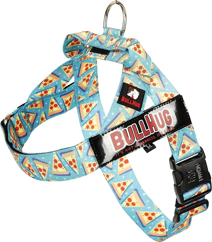 Adjustable Dog Harness– No Pull, No Choke – for English Bulldogs, French Bulldogs, Pugs & Broad-Chested Breeds – Easy, Safe Walks (Pizza, Medium)