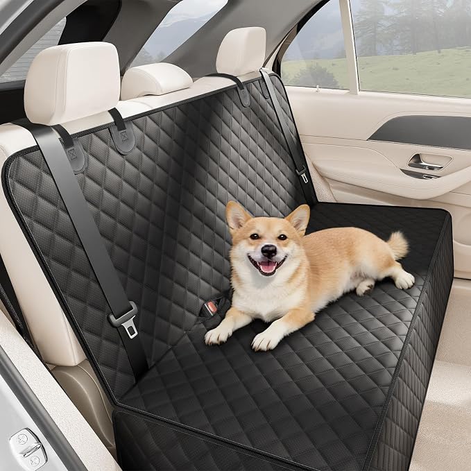 Dog Car Seat Cover for Back Seat, Waterproof Pet Bench Seat Cover for Dogs, Scratchproof Nonslip Rear Seat Protector for Cars, Trucks, SUVs