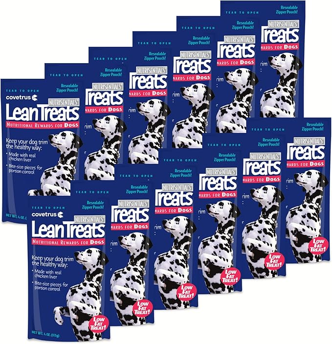 Covetrus Nutrisential Lean Treats for Dogs - Small, Medium & Large Dogs (K9) - Nutritional Low Fat, Bite-Size - Soft Chicken Flavor - 12 Pack - 4oz