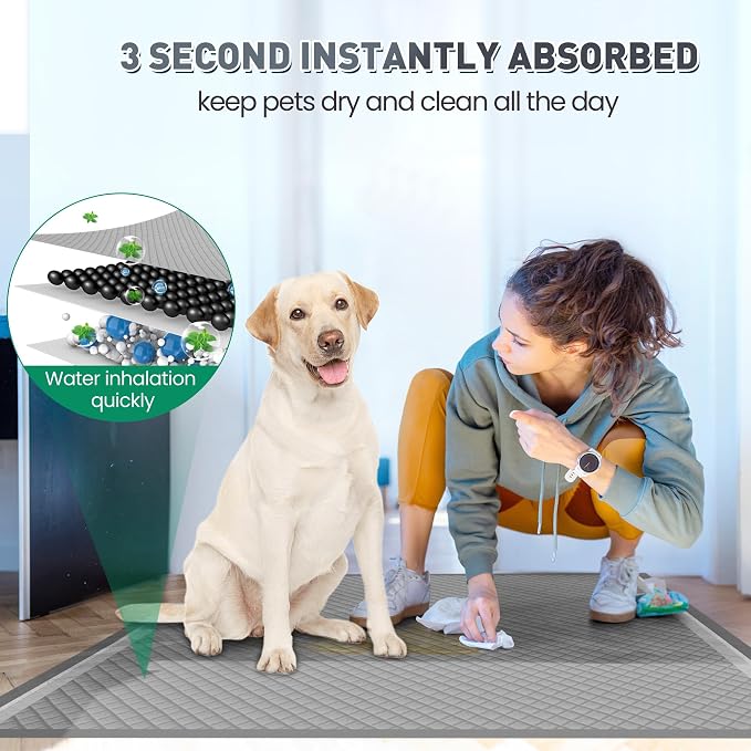 36"x36" Activated Charcoal Pee Pads for Dogs , 150 Count, Extra Large, Super Absorbent, Leakproof and Odor Resistant, Disposable Puppy Pads, Pet Training Pads, Potty Pads