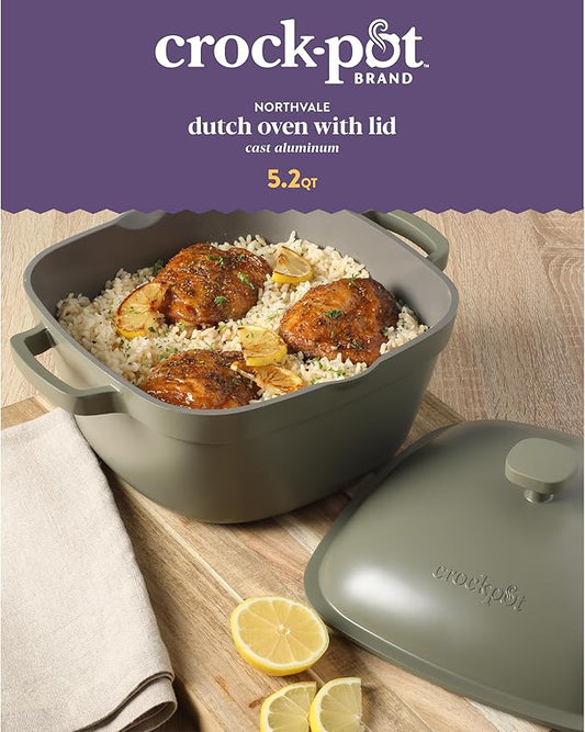 Crock-Pot Northvale Cast Aluminum Lightweight Durable 5.2 Quart Heavy Duty