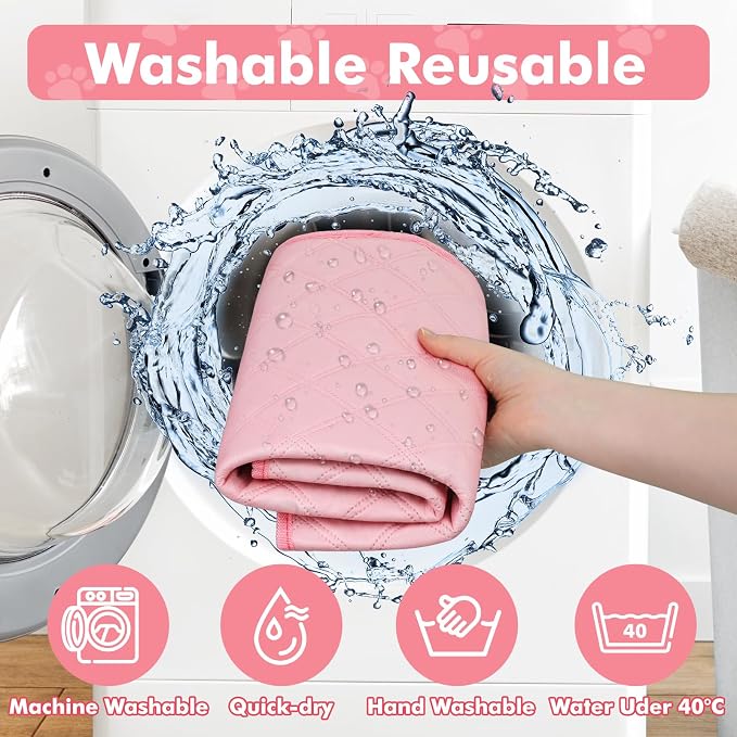 Persure Dog Cat Pet Playpen Puppy Crate Cage for Indoor Outdoor Travel | Nursing Rest Zone Recovering Pet Quarantine Room Portable Pop Up Easy to Set up lightweight Bag (Pink with Pad, Medium)