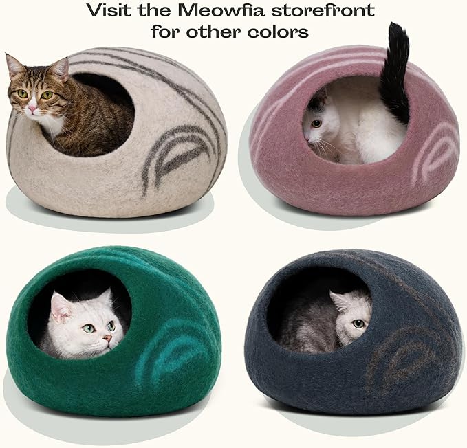 Cat Cave – Premium Felt Cat Bed for Indoor Cats, Handmade 100% Merino Wool, Cat (Medium, Tucson Sunset) (Pack of 2)