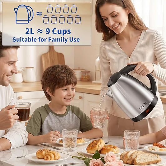 DEZIN Electric Kettle Upgraded, BPA Free 2L Stainless Steel Tea Kettle