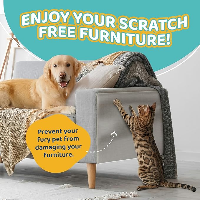 Mimi&Bubu [0.2 mm Extra-Thick BPA-Free] Anti Scratch Furniture Protector(160" x 13"), Single-Sided Sticky Couch Protector for Cats and Dogs, Couch Corner Guard from Claws, Cat Scratch Deterrent Tape