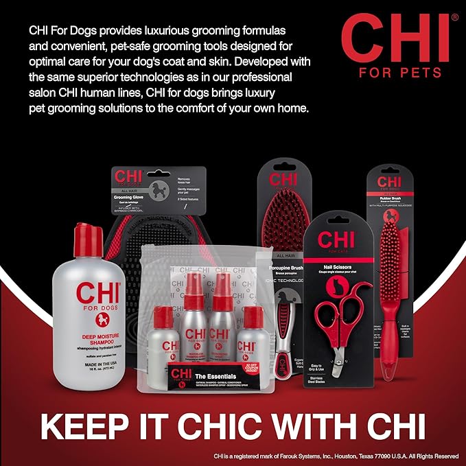 CHI for Dogs Dematting and Deshedding Undercoat Rake Dog Grooming Tool Long Hair and Double Coats Rounded Blade Teeth Remove Mats and Loose Undercoat Detangling Rake Shedding Control Ergo Handle | Rounded blade teeth remove mats and loose undercoat, fo...