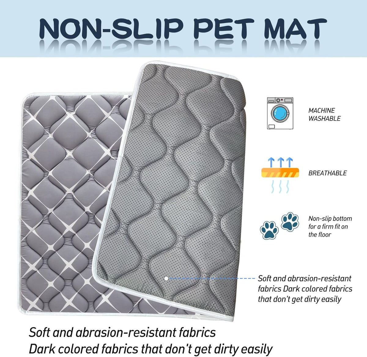 Bubble bear Dog Crate Mat - Ultra Soft, Washable & Anti-Slip Kennel Pad for Small/Medium/Large Dogs, Dark-Hued to Hide Stains (48"x30")