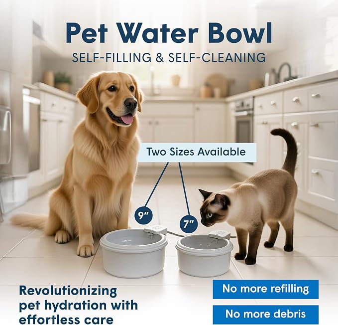 Always Full® 7" Self-Refilling Cat Water Bowl with Wall Unit | Self-refilling filtered water with app-enabled hydration monitoring; easily upgradeable to the Always Full® Wall Unit.