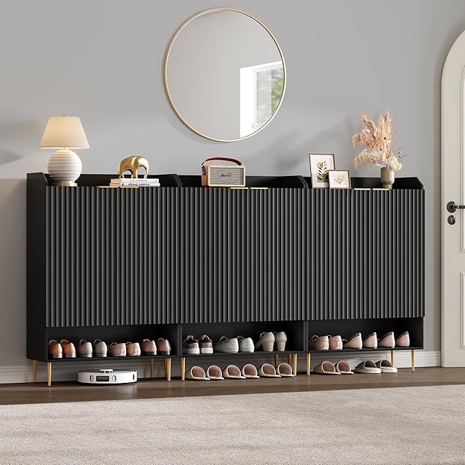 SICOTAS Shoe Cabinet Set of 3-7-Tier Large Shoe Storage Cabinet, 50.7" Tall