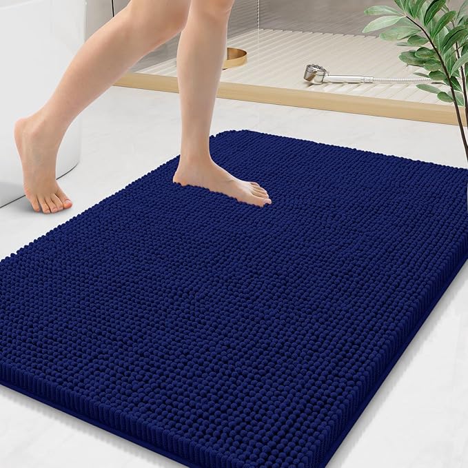 Arotive Bathroom Rugs 36x24, Extra Soft Absorbent Shaggy Chenille Bath Rugs, Machine Washable Rubber Backing Non-Slip Bath Mats for Bathroom Floor Tub and Shower, Home Decor Accessories, Navy