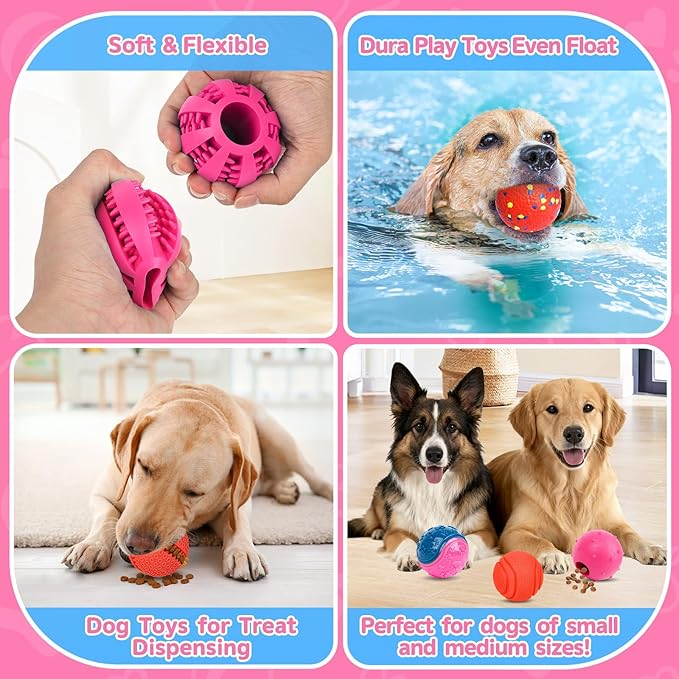 Dog Balls 6 Pack, Puppy Toys for Small & Medium Dogs, Interactive Dog Fetch Ball, Squeaky Chew Toys for Teeth/Slow Feeder/IQ Training/Playing, Dog Toys to Keep Them Busy