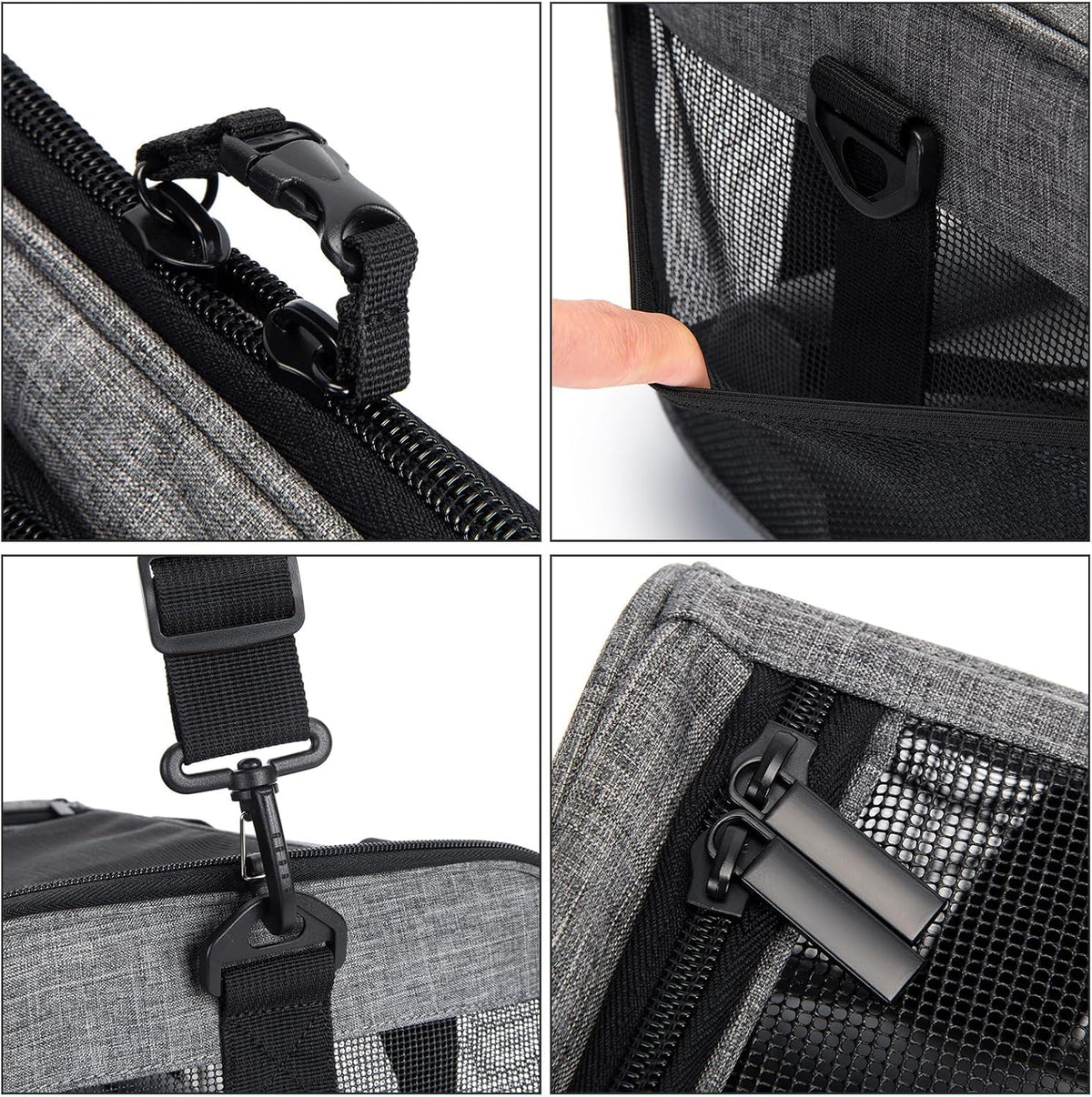 Pet Carrier for Small Cats Dogs, Dog Carrier Travel Bag with Adequate Ventilation, 5 Mesh Windows, 3 Entrance, Locking Safety Zippers, Padded Shoulder and Carrying Strap, Medium