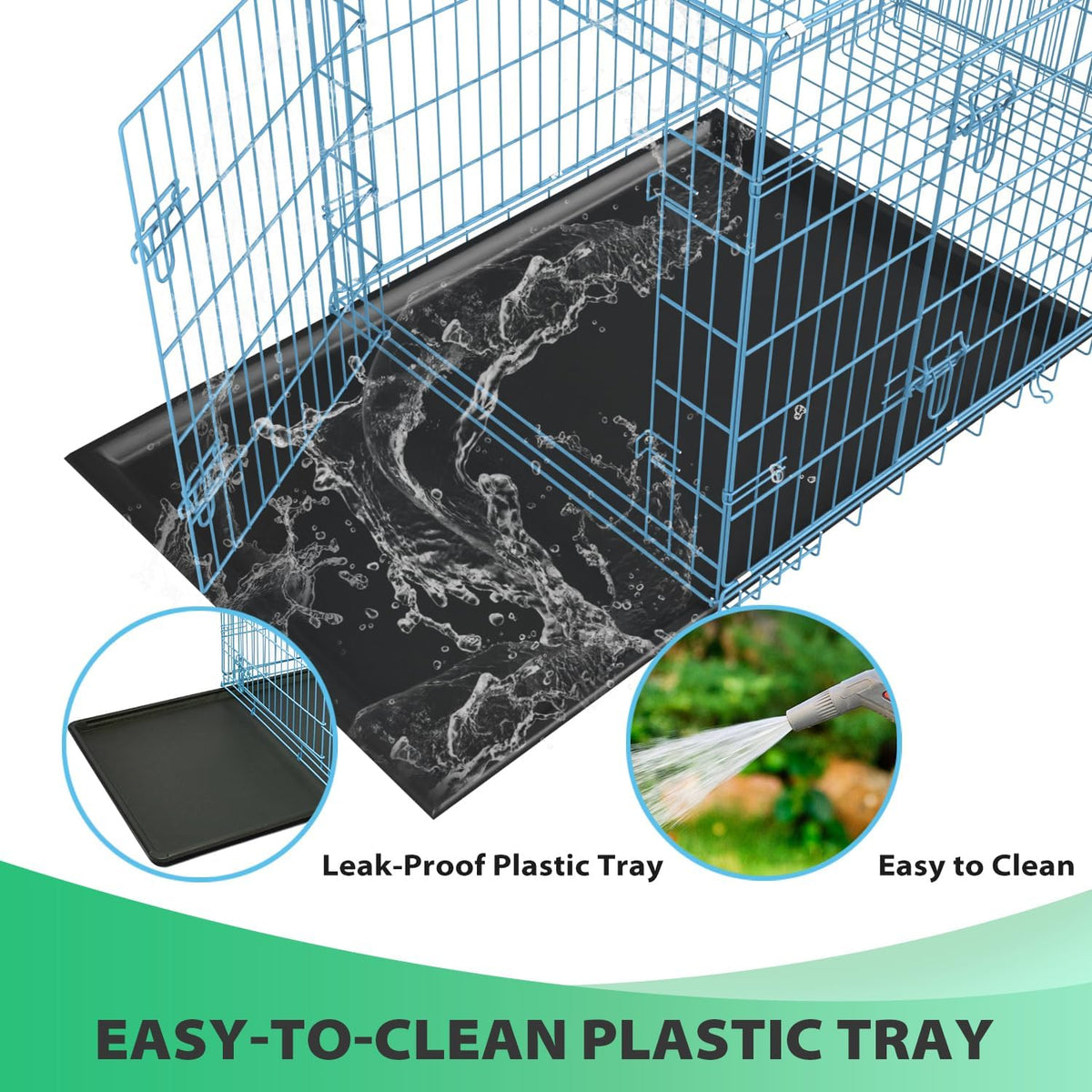 BestPet | Dog Crate | 24" | Blue | Foldable Metal Kennel with Double Doors, Secure Slide-Bolt Latches, Leakproof Tray | Portable Dog Cage for Small Breeds | for Travel, Indoor & Outdoor Use
