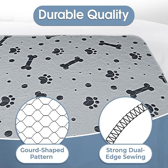 Reusable Dog Training Pads 2 Packs 72’’ x 72’’ Washable Puppy Pads Extra Large Pet Mats for Floor Waterproof Heavy Absorbent Dog Crate Liner for Indoor Use and Large Breed Protection