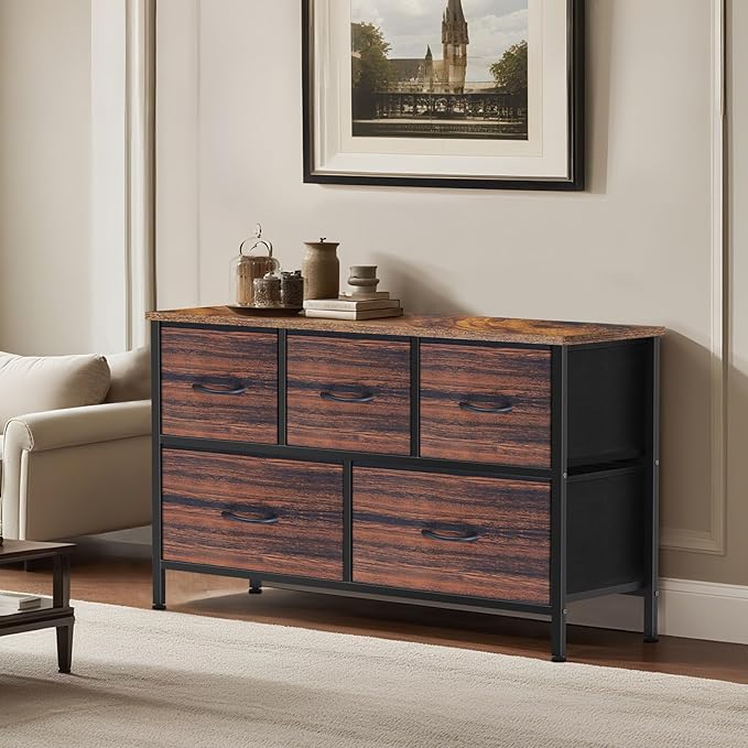 Dresser for Bedroom with 5 Drawers, Chest of Drawers, Storage Drawers Organizer