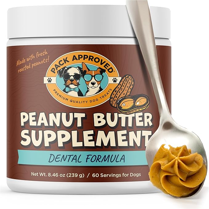 Dog Peanut Butter - with Ocean Kelp to Support Oral Care & Act as Dog Plaque and Tartar Remover - Lick Mat Treats for Bad Breath - Dental (8.46oz)