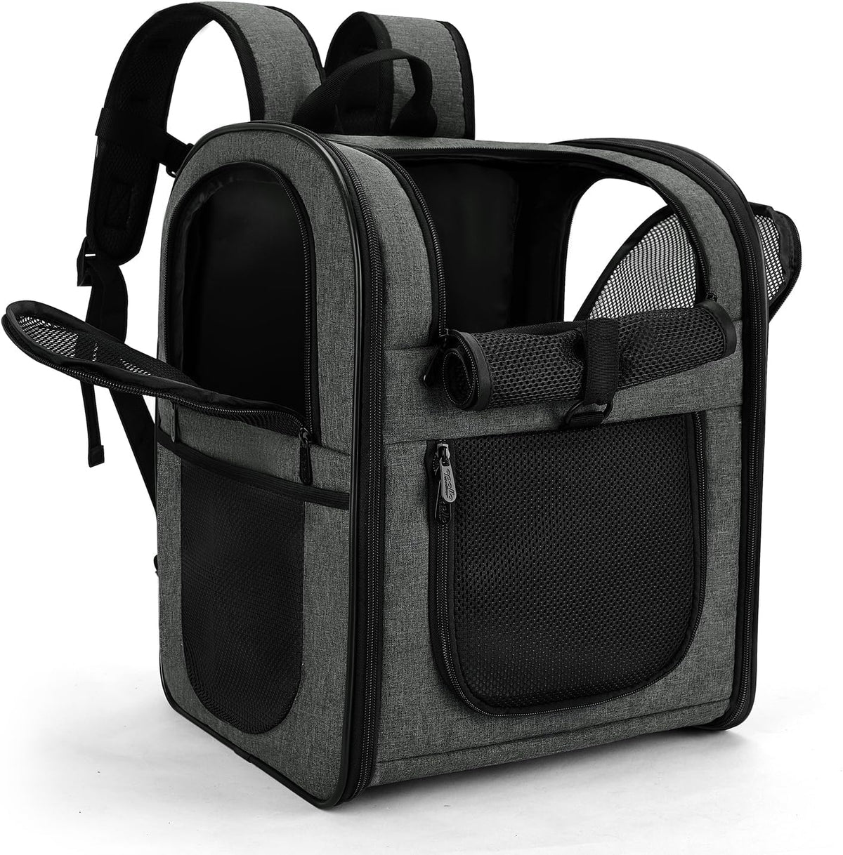 Apollo Walker Pet Carrier Backpack for 4-15lb Cats and Dogs, Puppies, Safety Features and Cushion Back Support | for Travel, Hiking, Outdoor Use (Gray)