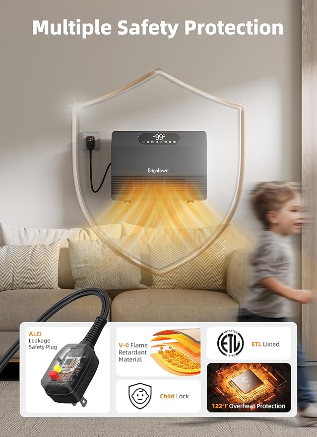 Brightown Wall Heater for Indoor Use, Space Heater