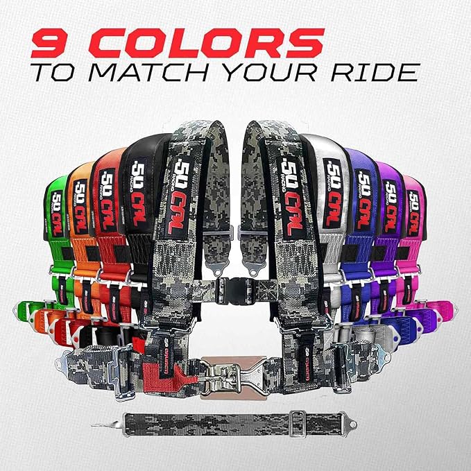 1pc Orange 5 Point Harness for Bucket Seat, Latch Release, 9 Color Options, Racing Harness 5 point, Race Car, UTV, RZR [6011]