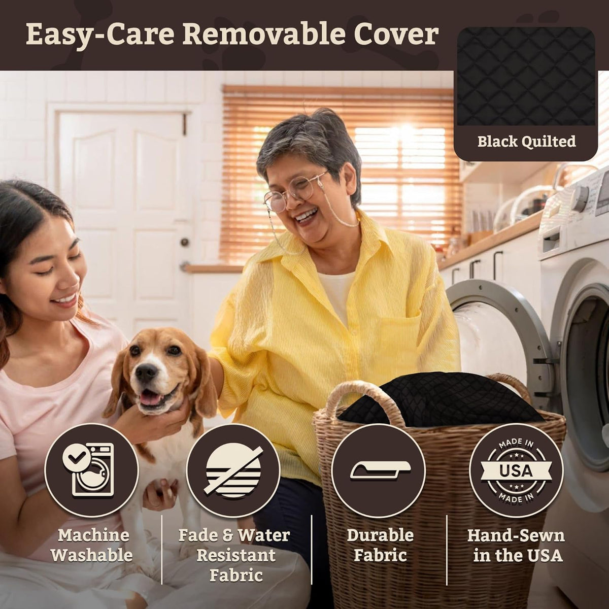 Snoozer Lookout I Car Seat - Dog Car Seats for Small Dogs, Puppy Booster Bed for Small Sized Pets up to 18 Lbs, Elevated, Washable - Size S, Black Quilted