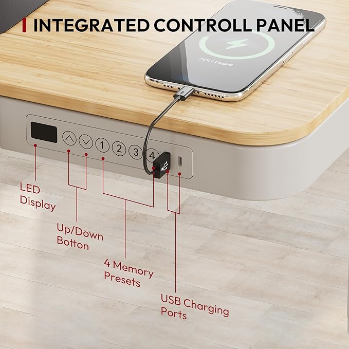 Standing Desk with Drawer, Electric Height Adjustable Home Office Desk with