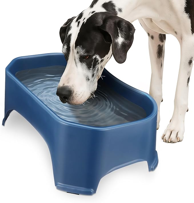 Neater Pet Brands Extra Large Water Bowl for Dogs, Outdoor Dog Water Bowl (2.25 Gallon Extra-Large Capacity), Big Trough Style Food Dish for Indoors or Outside, No Spill Large Dog Bowls, Dark Blue