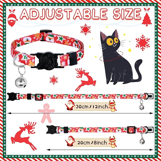 Talltalk 15 Pcs Holiday Cat Collars Thanksgiving Christmas Adjustable Breakaway Cat Collars Bundle with Plastic Buckle for Fall Seasonal Holiday Pet Kitten
