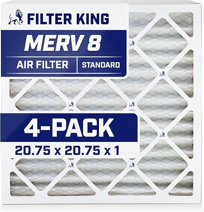 Filter King Air Filters 20.75x20.75x1 | 4-PACK | MERV 8 HVAC Pleated AC Furnace