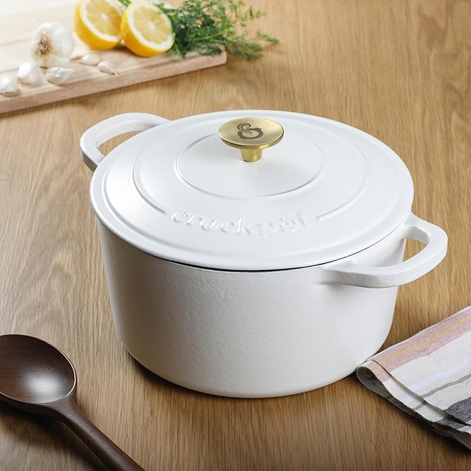 Crock-Pot Artisan 5-Quart Round Dutch Oven – Matte Linen White