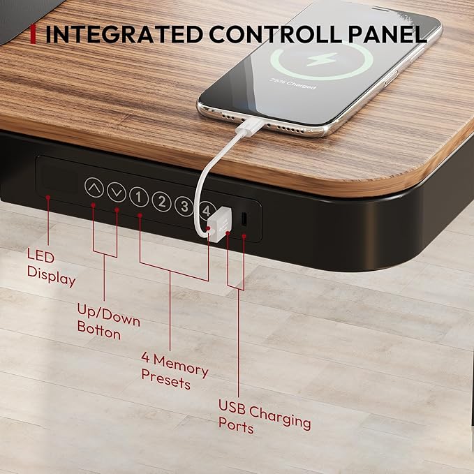 Standing Desk with Drawer, Electric Height Adjustable Home Office Desk with