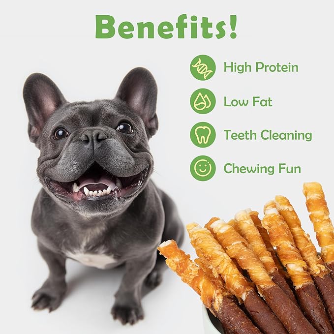 MON2SUN Dog Treats 5 Inch Double Flavor Chicken & Chicken Liver Wrapped Rawhide Sticks, Teeth Cleaning for Small Dogs, 21.16 oz (30 Count)