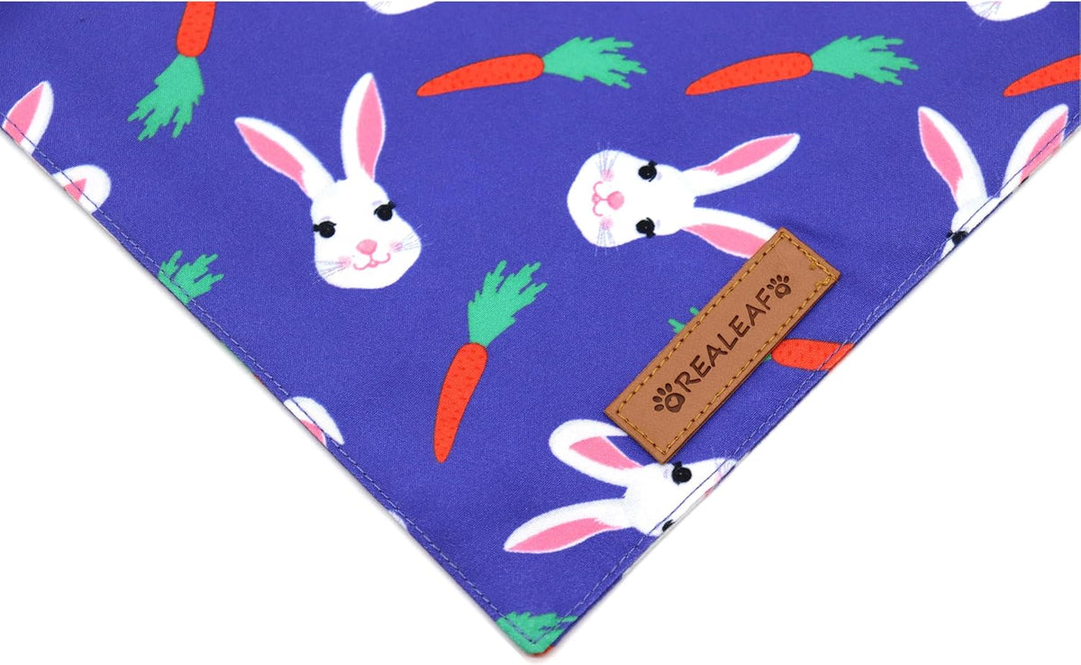 Realeaf Easter Dog Bandanas 2 Pack, Triangle Reversible Pet Scarf for Boy and Girl, Premium Durable Fabric, Holiday Bandana for Small Medium Large and Extra Large Dogs (Small)