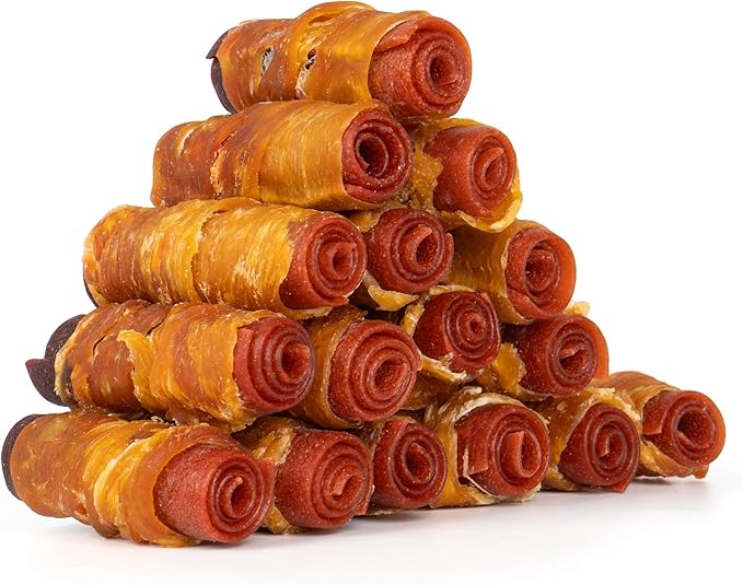 MON2SUN Rawhide Free Dog Treats, 3 Inch Triple Flavor Chicken Wrapped Duck and Beef Rolls for Small Dogs, Healthy Snacks, 21.16oz
