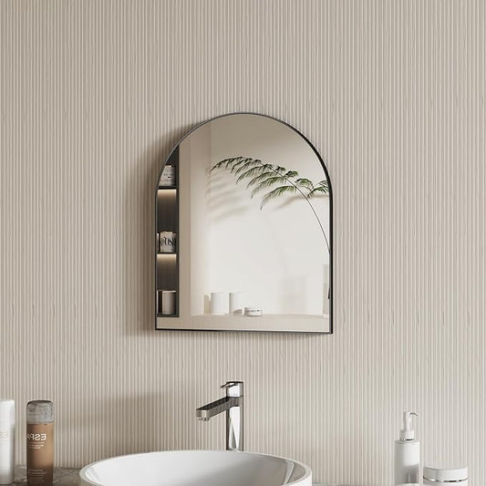 15x23 Inch Compact Black Arched Mirror Perfect