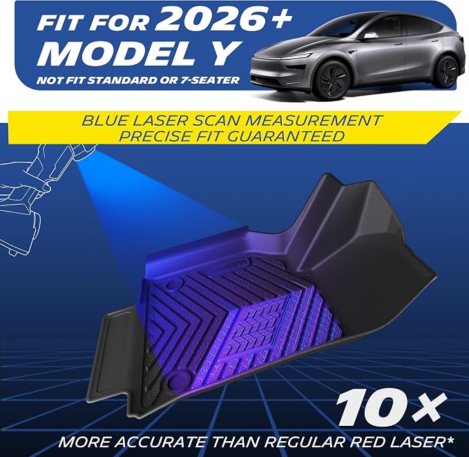 Michelin Vehicle Mat, All-Weather TPE Custom Fit Liner for Tesla Model Y 5 Seat Floor Mats 2025-2027 (12 Piece), Premier