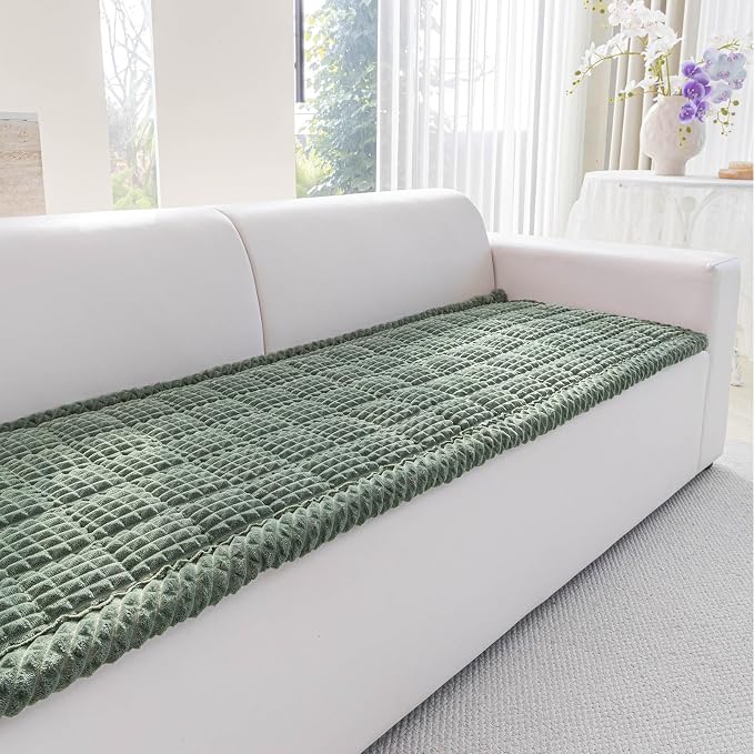 Couch Cover for Dogs Washable, Non-Slip Pet Couch Covers for Sofa, Fuzzy Dog Couch Cover Mat, Thick, Soft, Plush Couch Cushion Covers for Sofa Protector (Green, 23.6" x 47.2"/60 x 120cm)