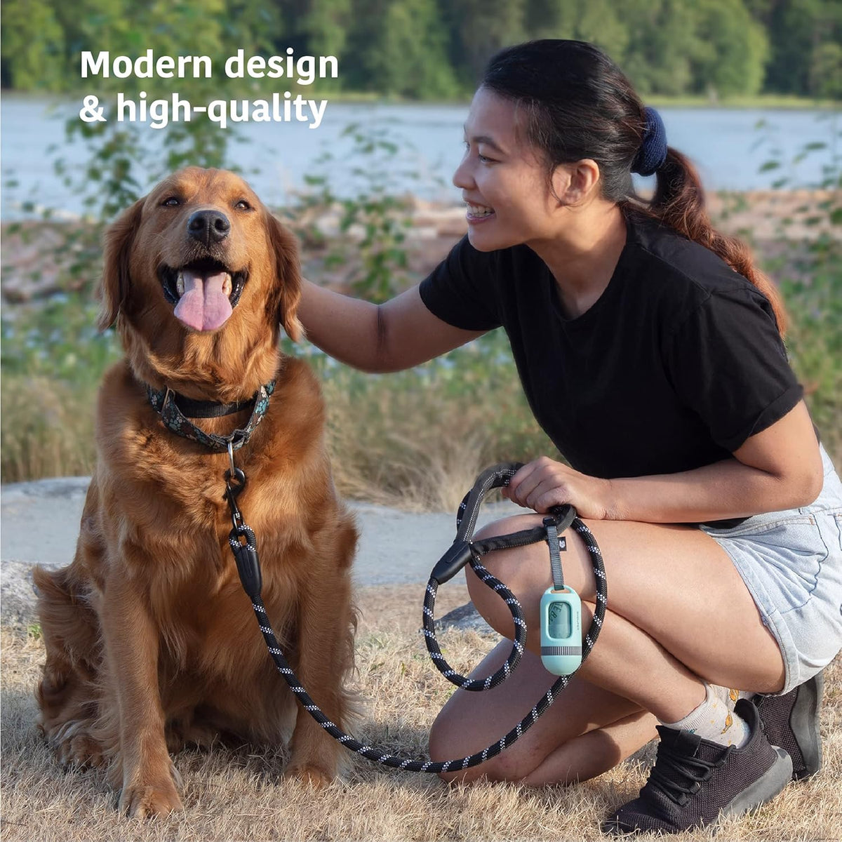 SVD.PET Dog Poop Bag Dispenser, Retractable Waste Bag Fits Any Dog Leash, Leak-proof Waste Bags, Poop Bag Holder, Doggy Walking Accessory (Misty Jade)