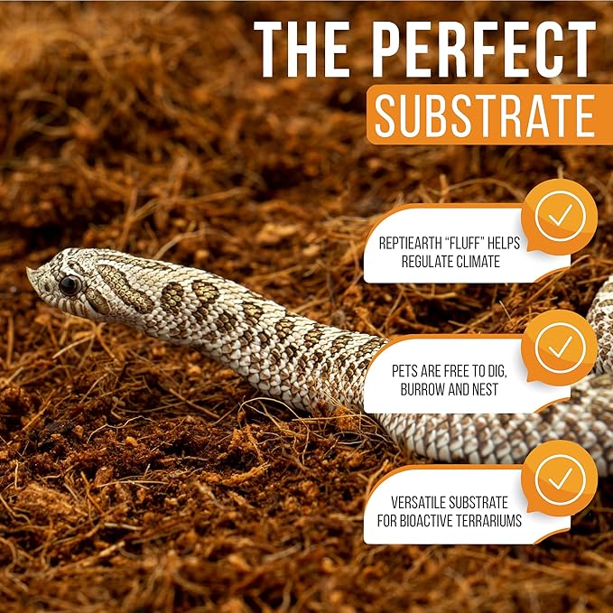 ReptiEarth Reptile Bedding, Fluffy Coconut Fiber Substrate 36 Quart Organic Coco Ready to Use for Bioactive Snake Terrarium, Lizard Tanks with Plants, for Frog, Tarantula or Hermit Crab Habitat (2 Pk)