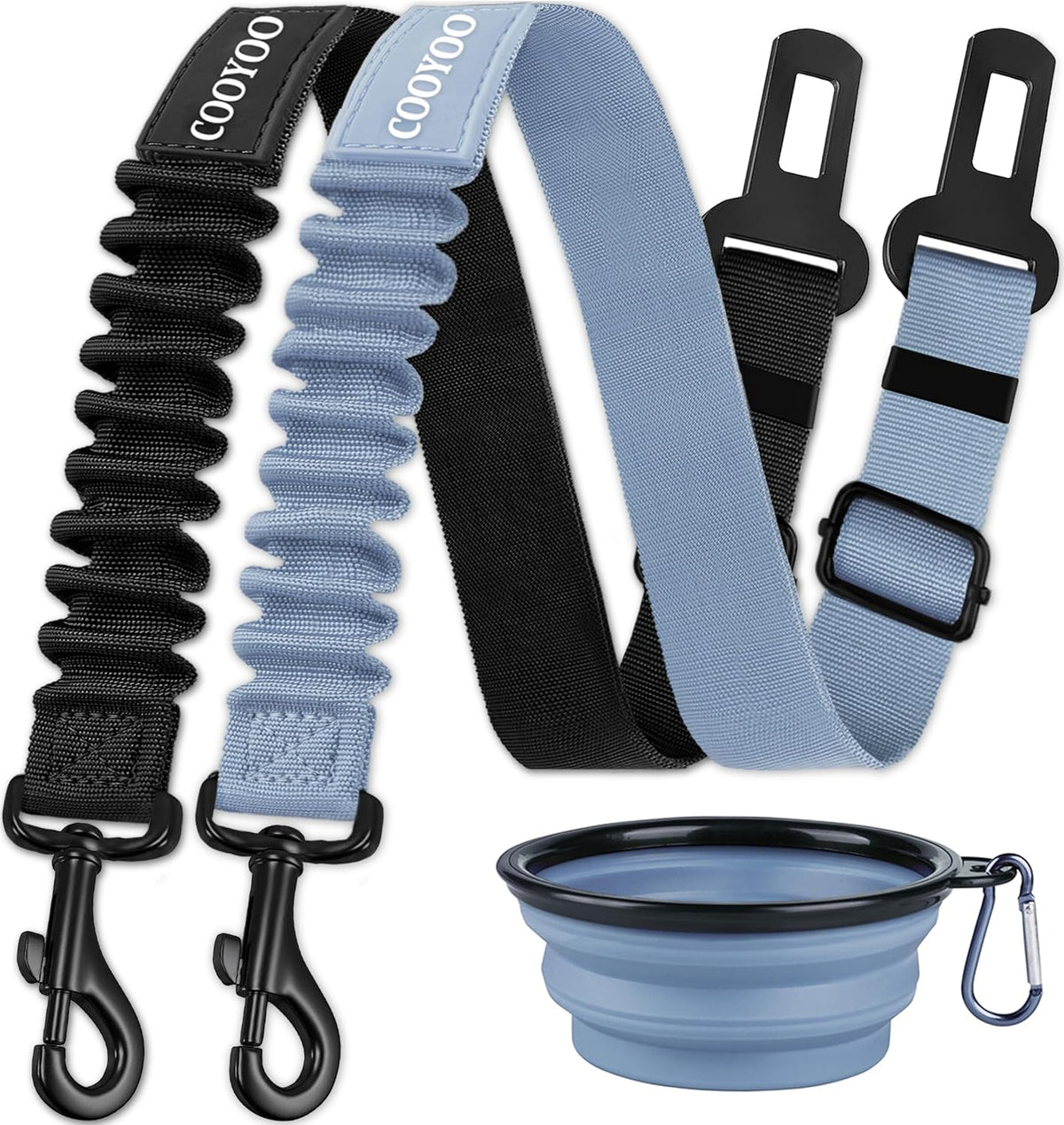 COOYOO Dog Seat Belt,3 Piece Set Retractable Dog Car Adjustable Seatbelts for Vehicle Nylon Pet Safety Heavy Duty & Elastic & Durable Car Harness for Dogs