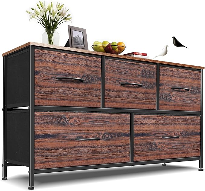 Dresser for Bedroom with 5 Drawers, Chest of Drawers, Storage Drawers Organizer