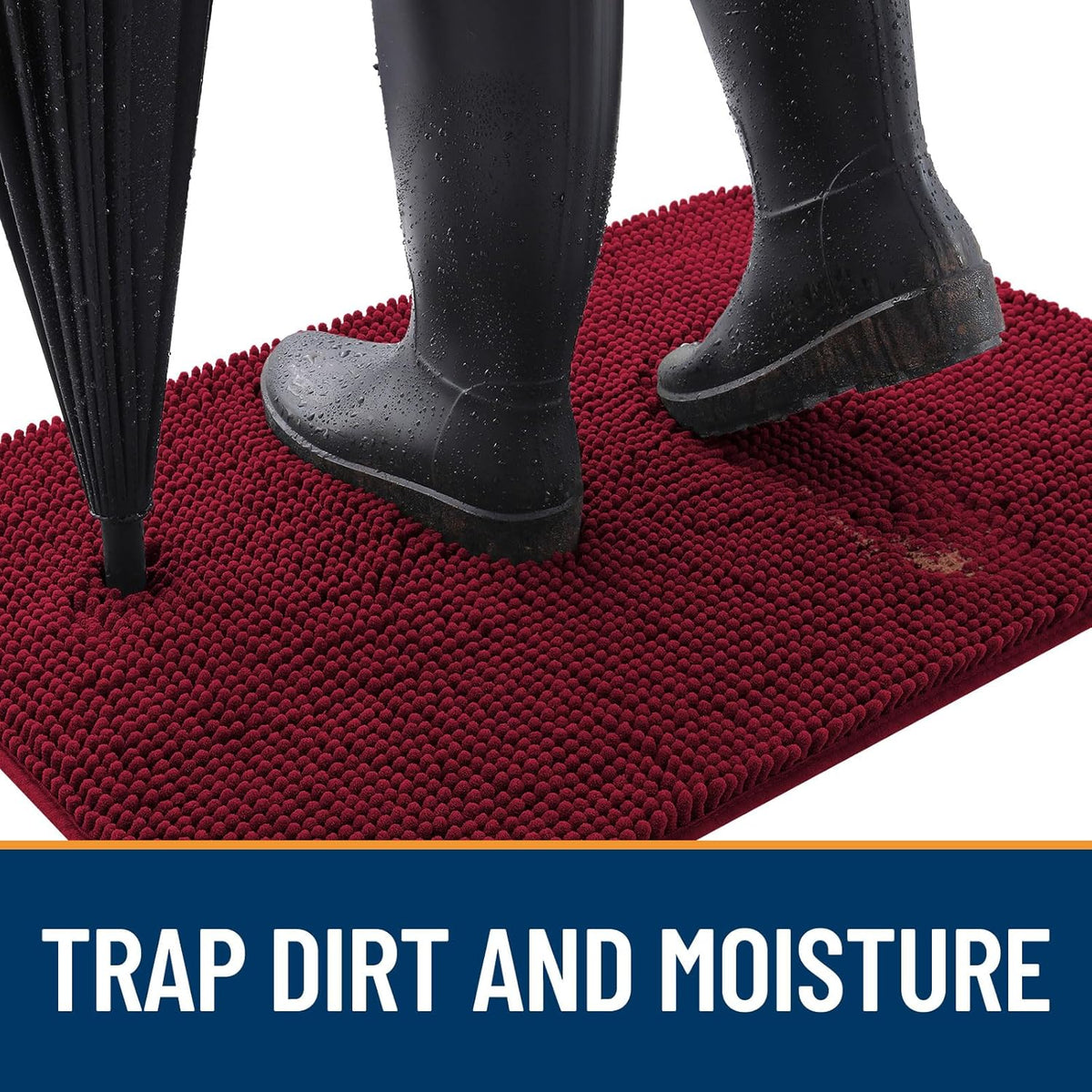 OLANLY Dog Door Mat for Muddy Paws 59x35, Absorbs Moisture and Dirt, Absorbent Non-Slip Washable Doormat, Quick Dry Chenille Mud Mat for Dogs, Entry Indoor Entryway Carpet for Inside Floor, Burgundy