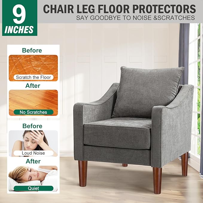 FoDau770 Brown Rubber Wood Furniture Legs 9 Inches, Straight Tapered Wood Feet Mid Century Sofa Legs Set of 4, 5/16" UNC Furniture Feet for Cabinet Couch Dresser Chair Ottoman Table